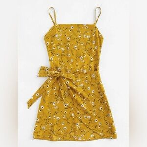 Floral Open Back Wrap Cami Dress